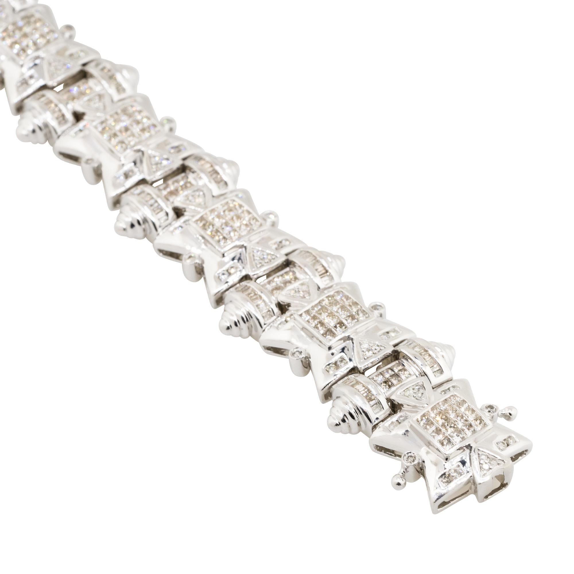 Men's 14k White Gold 12.25ctw Diamond Pave Spiked Mens Bracelet