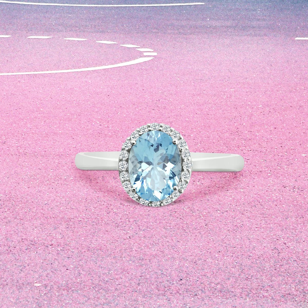 The Beauty Of This Aquamarine Gemstone Is Absolutely Breath Taking!
Absolutely Gorgeous And Beautifully Crafted 1.24Cts Aquamarine Gemstone Ring With Solid Diamonds Set In 14K White Gold.
This Ring Makes The Perfect Anniversary Gift For Her That