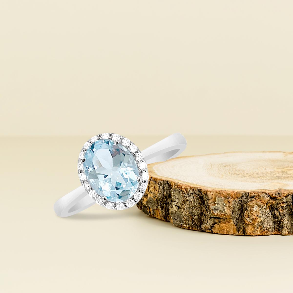 Modern 14K White Gold 1.24cts Aquamarine and Diamond Ring, Style# TS1074AQR 21110/3 For Sale