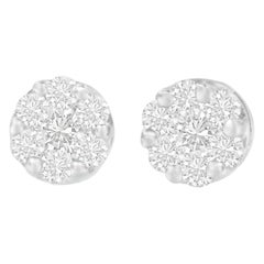 14K White Gold 1.25 Carat Round-Cut Diamond Push Back Earrings