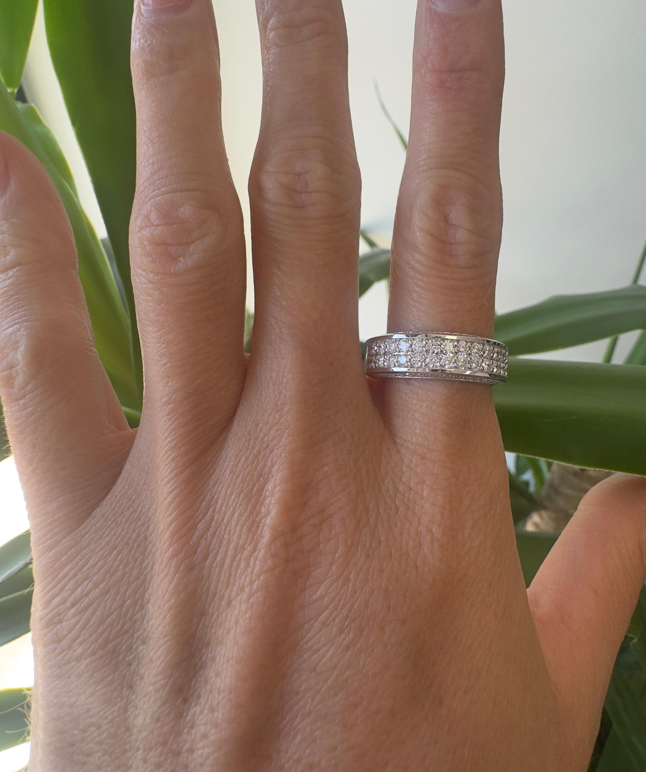 Uomo 14K White Gold 1.25 CT Diamond Wedding Band in vendita