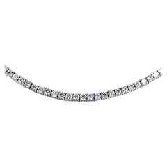 Collier tennis en or blanc 14 carats avec diamants ronds et brillants d'un poids total de 12,57 carats