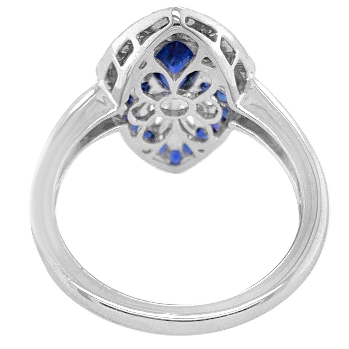 14 Karat White Gold 1.25 Carat Sapphire and Diamond Ring In New Condition For Sale In New York, NY