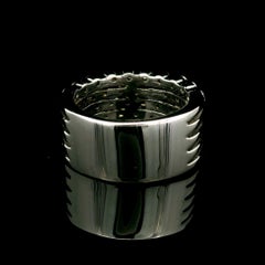 14k White Gold 1.25ctw Diamond Wide Stack Style Look Wide Band Ring