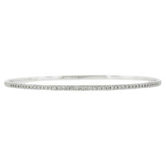Bracelet jonc d'éternité en or blanc 14 carats avec diamants pavés de 1,25 carat de qualité