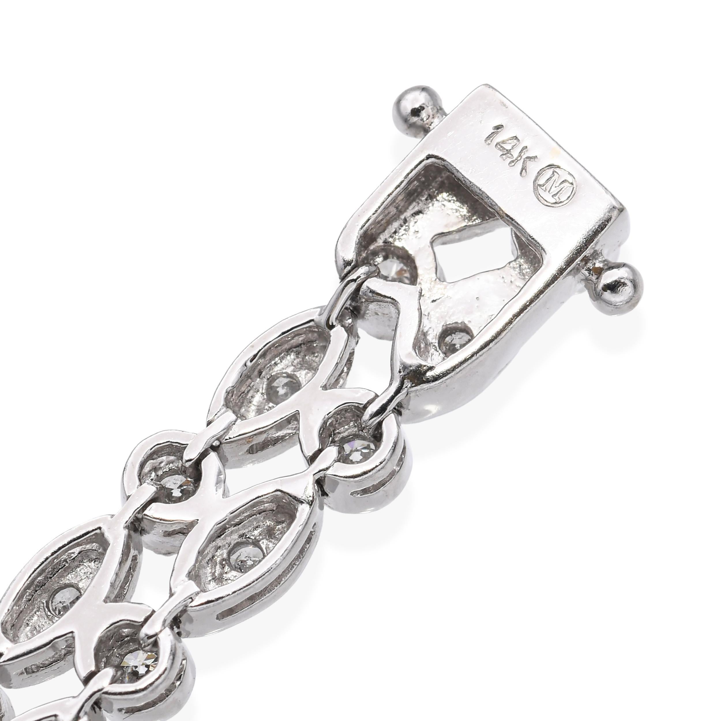 Bracelet en or blanc 14k à maillons et diamants 1.25tcw en vente 1