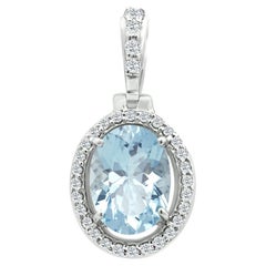 Pendentif en or blanc 14 carats avec aigue-marine et diamants 1,27 carat, style n°TS1311AQP 22073/11