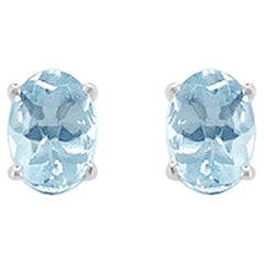 14K White Gold 1.28cts Aquamarine Earring, Style# TS1322AQE