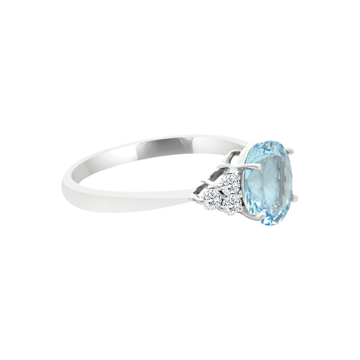 Modern 14K White Gold 1.29cts Aquamarine And Diamond Ring. Style# TS8266AQR 22057/7 For Sale