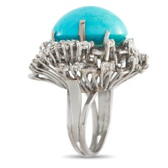14K White Gold 1.30ct Diamond and Turquoise Ring MF08-022326