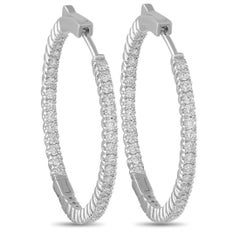 14K White Gold 1.30ct Diamond Inside-Out Hoop Earrings MF14-111825