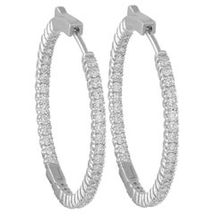 14K White Gold 1.30ct Diamond Inside-Out Hoop Earrings MF14-111825