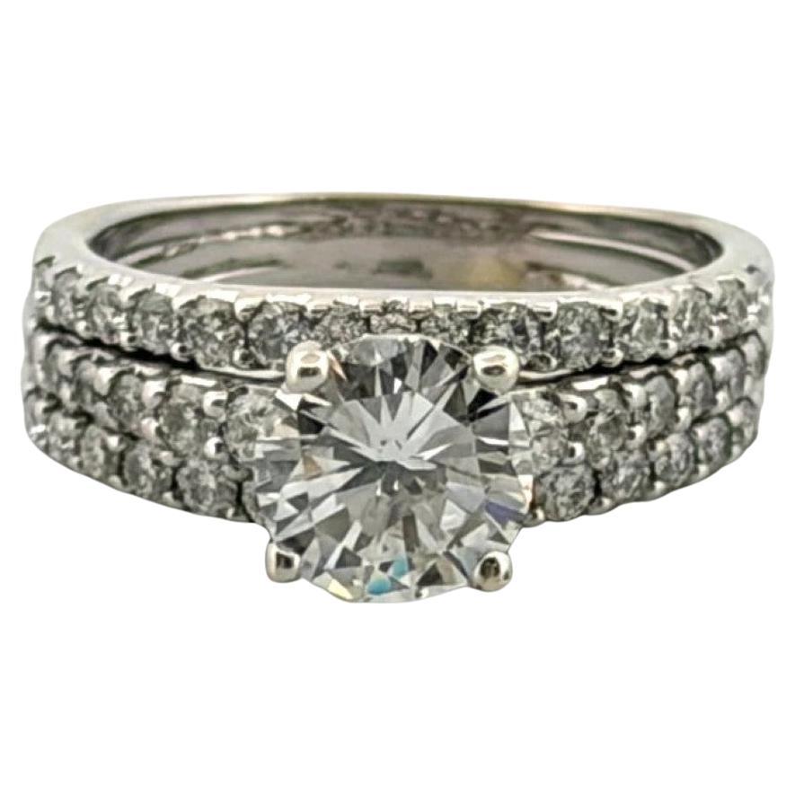 Anello di fidanzamento in oro bianco 14K 1,30ct I2, H Round Brilliante con diamante Pave Sz 6,75