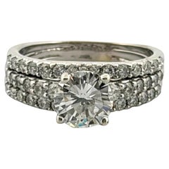 Anello di fidanzamento in oro bianco 14K 1,30ct I2, H Round Brilliante con diamante Pave Sz 6,75