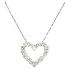 14k White Gold 1.30ctw Diamond Open Heart Slide Pendant on 18" Wheat Chain