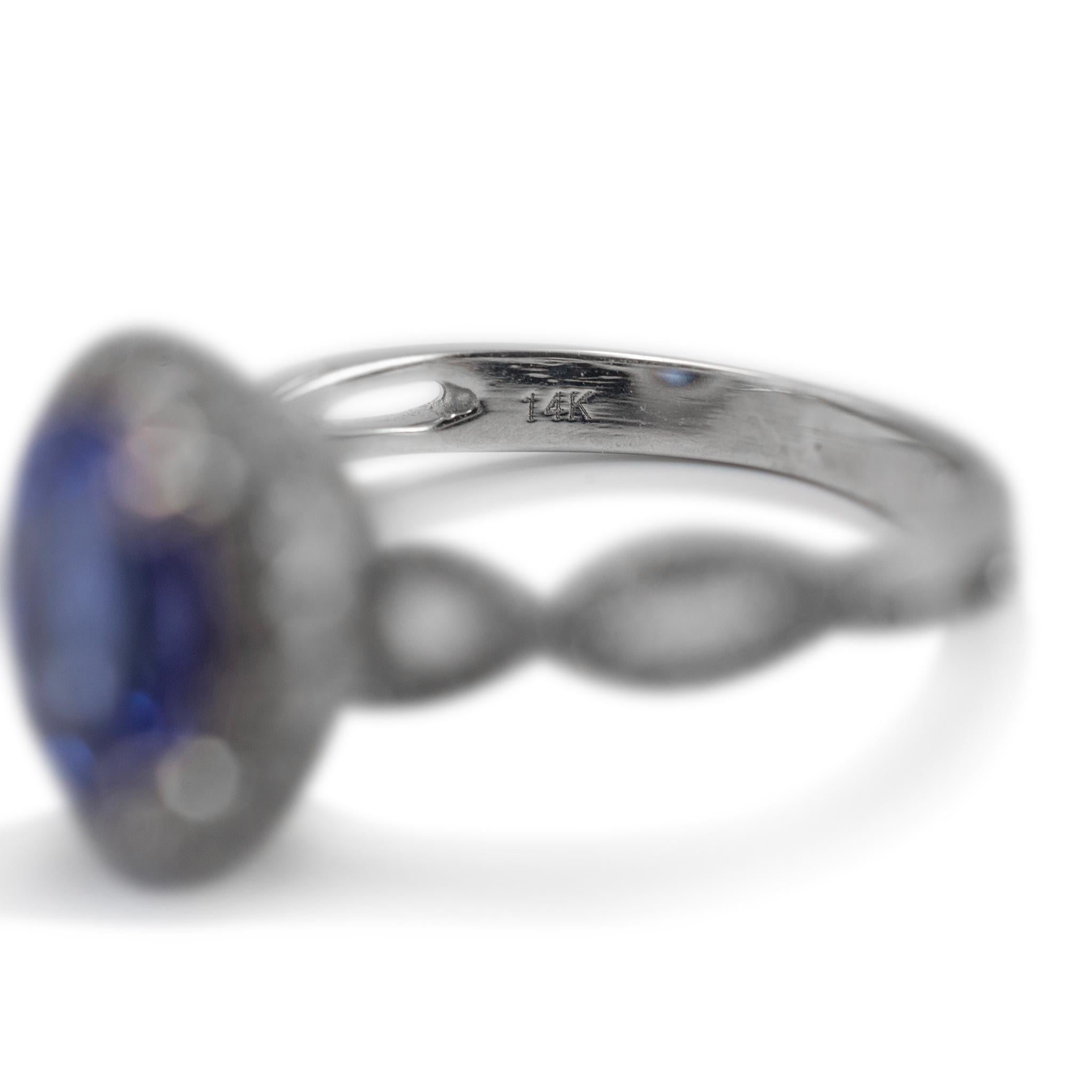 14K White Gold 1.32ct Tanzanite Halo Accented Diamond Cocktail Ring For Sale 2