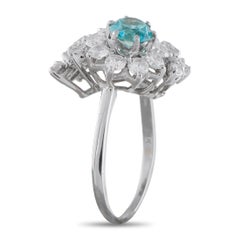 14K White Gold 1.34ct Diamond and Blue Zircon Ring MF05-050126