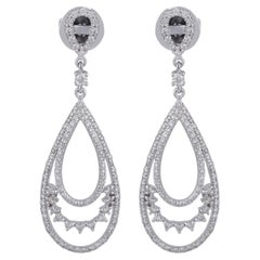 14k White Gold 1.3ct SI/H Diamond Dangle Drop Earrings