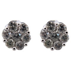 14K White Gold 14-1.06ITCW Diamond Stud Earrings