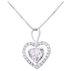 14K White Gold 1.40 Ctw Moissanite Diamond 'VVS/DE' Heart Shape Charm Pendant