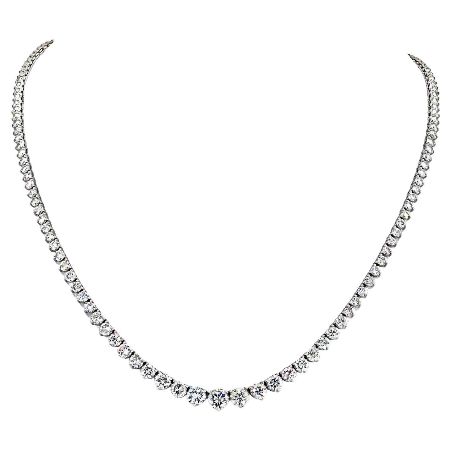 Collier Rivière en or blanc 14K à diamants ronds 14.00cttw