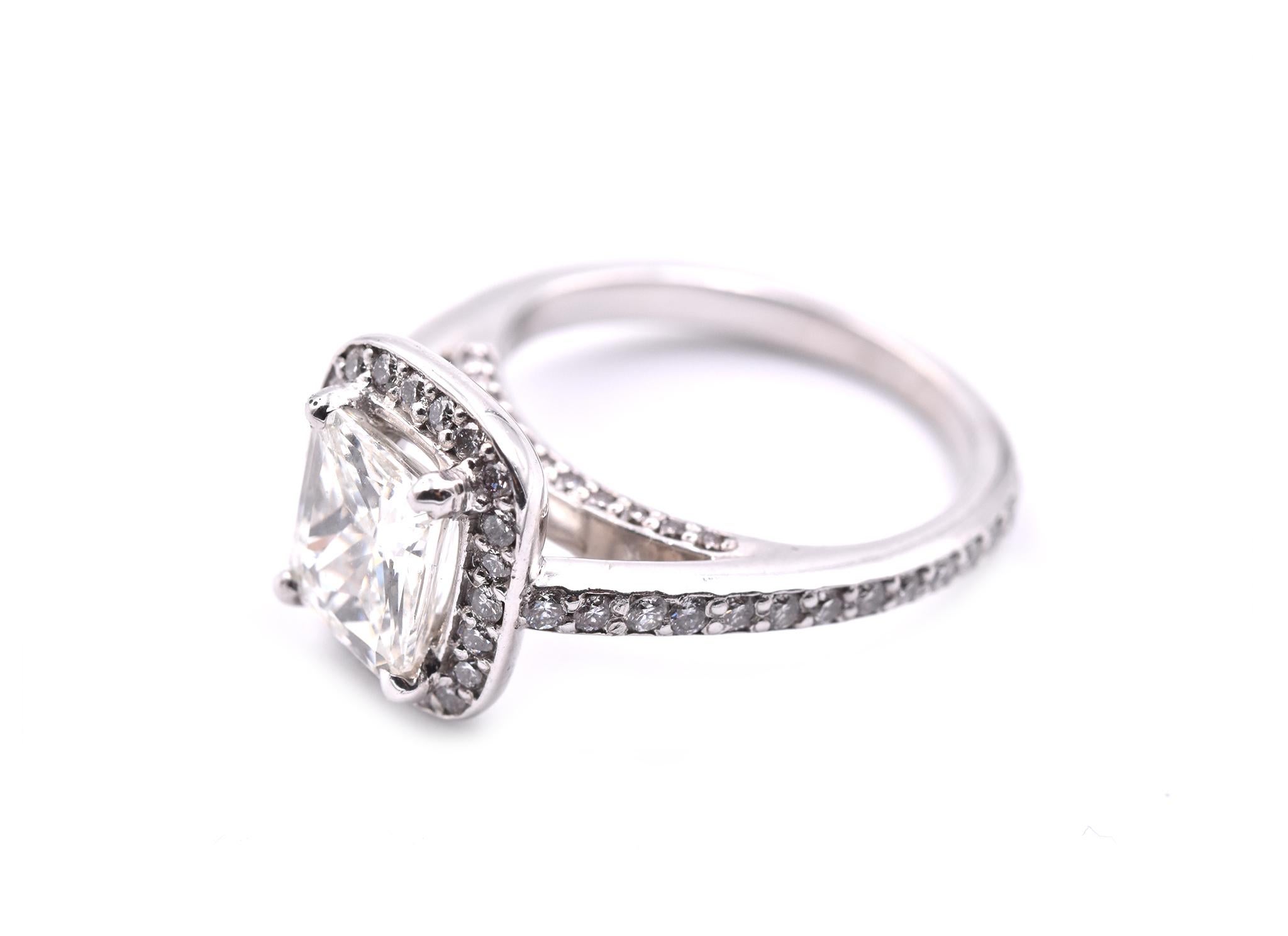 Radiant Cut 14 Karat White Gold 1.40 Carat Diamond Engagement Ring