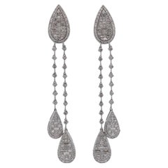 14K White Gold 1.41 Carat Pear Shape Drop Diamond Earrings