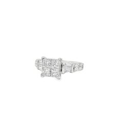 14k White Gold 1.41ctw Mixed Cut Diamond Engagement Ring