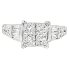 14k Weißgold 1,41ctw Mixed Cut Diamant Verlobungsring