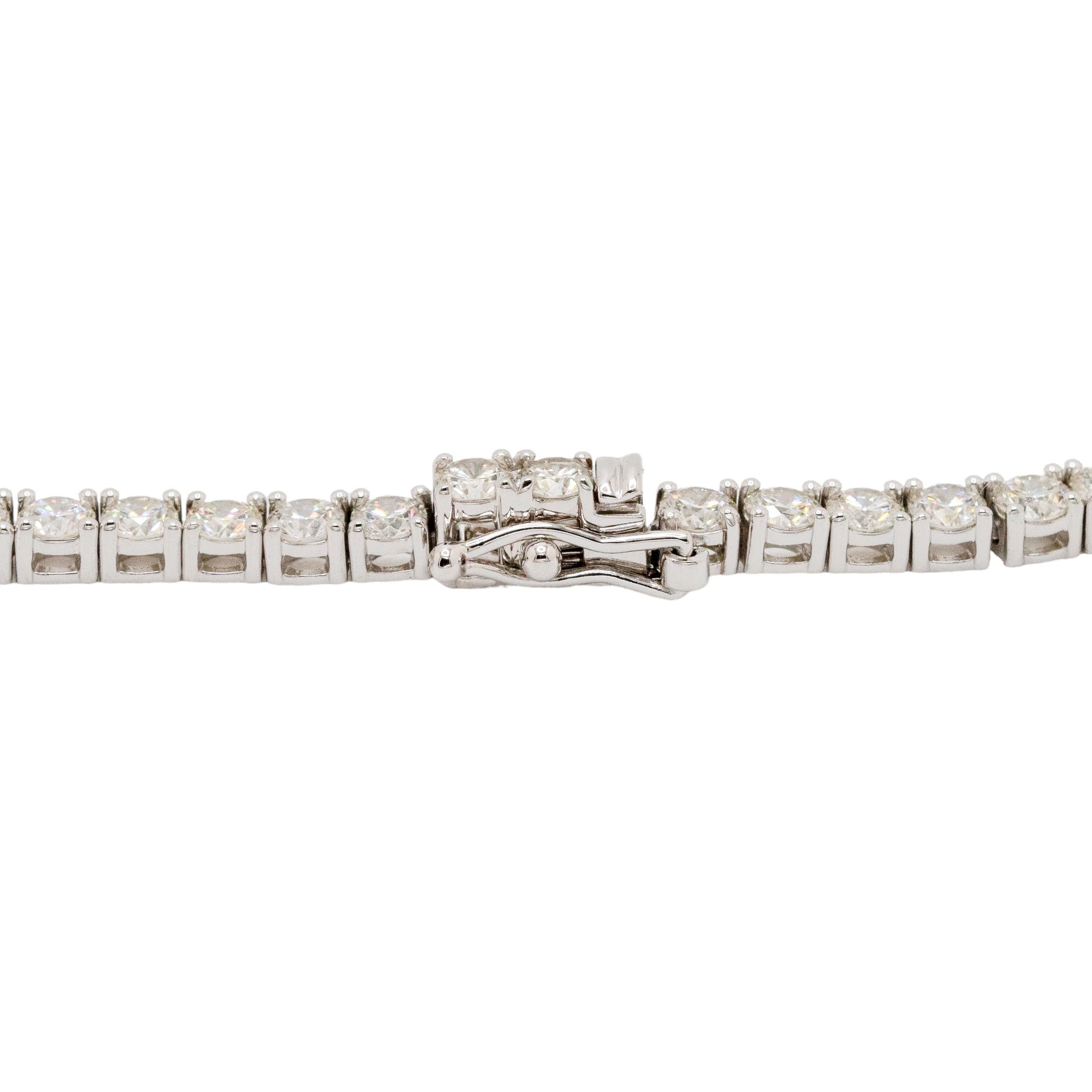 14k White Gold Round Brilliant Natural Diamond Tennis Necklace 1