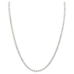 14k White Gold Round Brilliant Natural Diamond Tennis Necklace