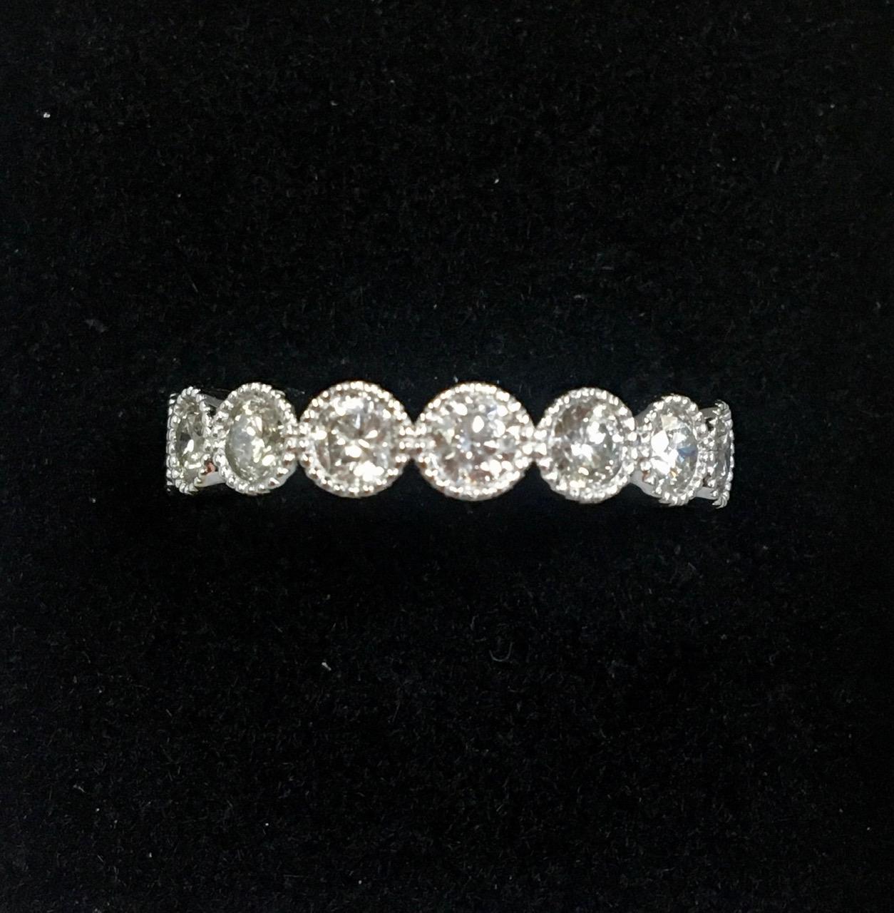 14K White Gold 1.43 Carat Diamond Wedding Band #J5231 For Sale 1