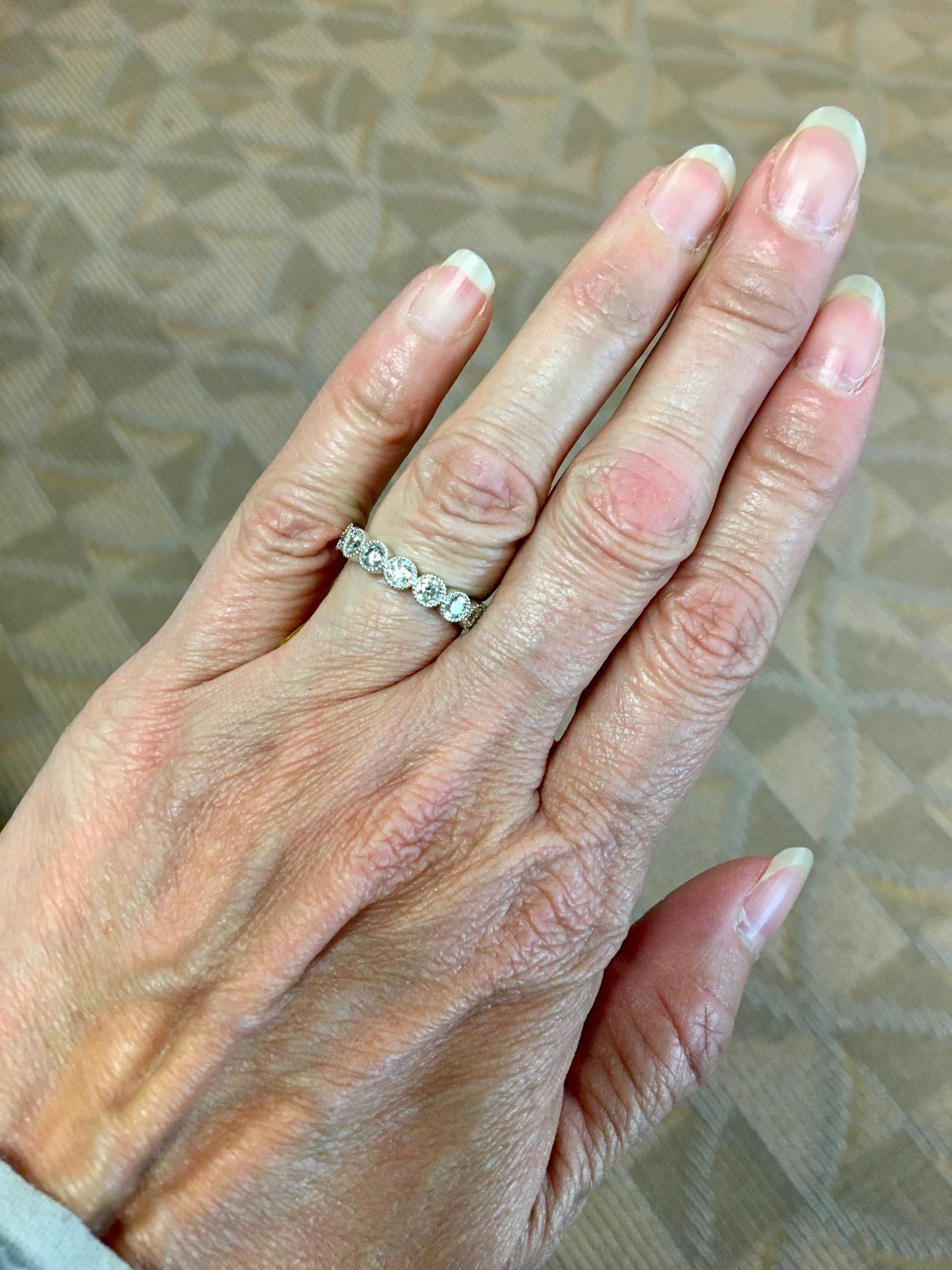 14K Weißgold 1,43 Karat Diamant-Hochzeitsring #J5231 im Angebot 3