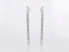 Pendientes de aro de oro blanco de 14K con diamantes de 1,44 quilates y sujeción compartida