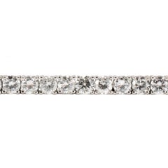 14K White Gold 14.44ct Round Diamond 4 Prongs Matinee Chain Tennis Necklace