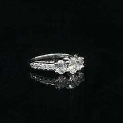 14k White Gold 1.46ctw 3 Oval Cut Diamond Engagement Promise Modern Ring