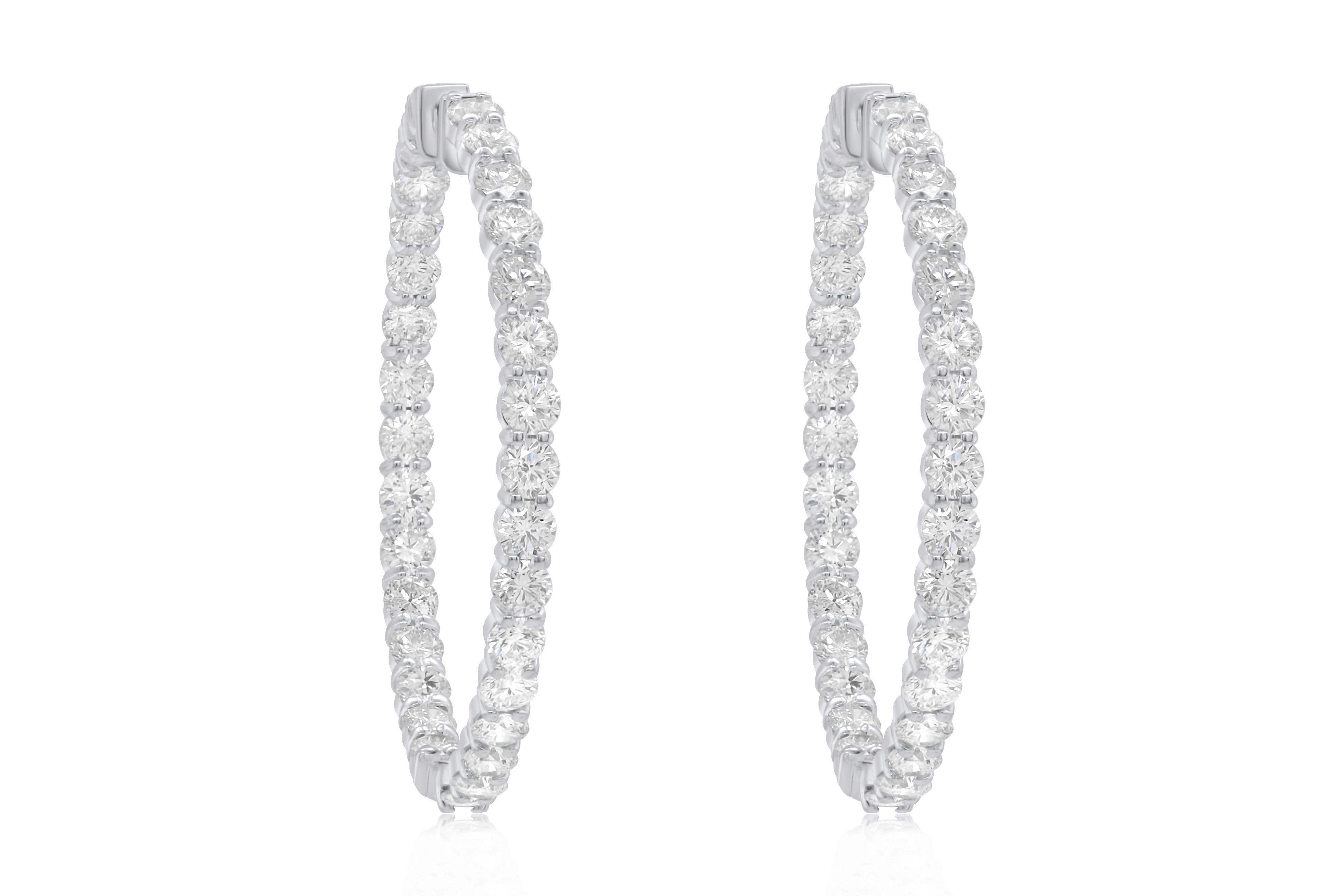 14K White Gold Diamond Earrings featuring 14.75 Carat T.W. of Natural Diamonds 2