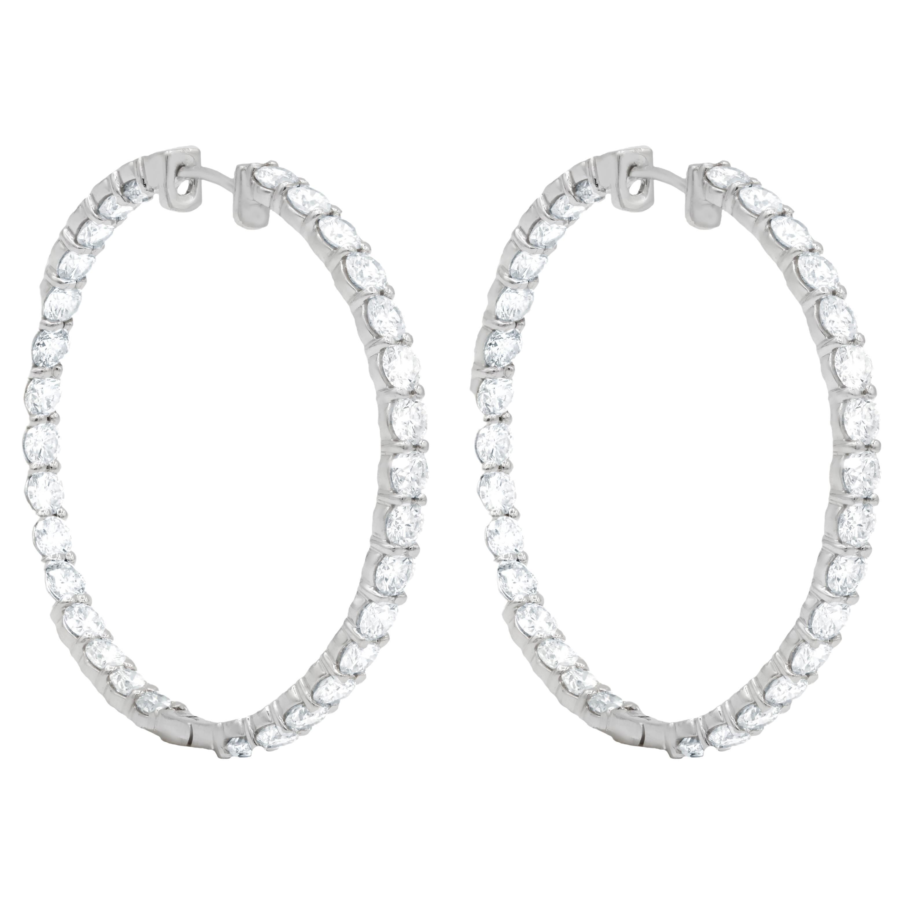 .75 Carat Small 14 Karat White Gold Diamond Hoop Earrings For Sale at ...