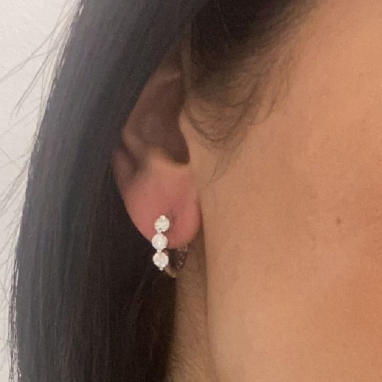 Quality Earrings Set: Made from real 14k gold and 6 glittering natural white approximately 1.4 ct. diamonds, featuring a single line of prong set white diamonds with a color and clarity of GH-SI 
 Surprise Your Loved Ones with Our Diamond Earrings
