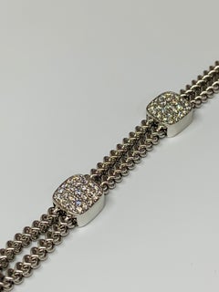 14 Karat White Gold 1.50 Carat Diamond Chain Station Bracelet