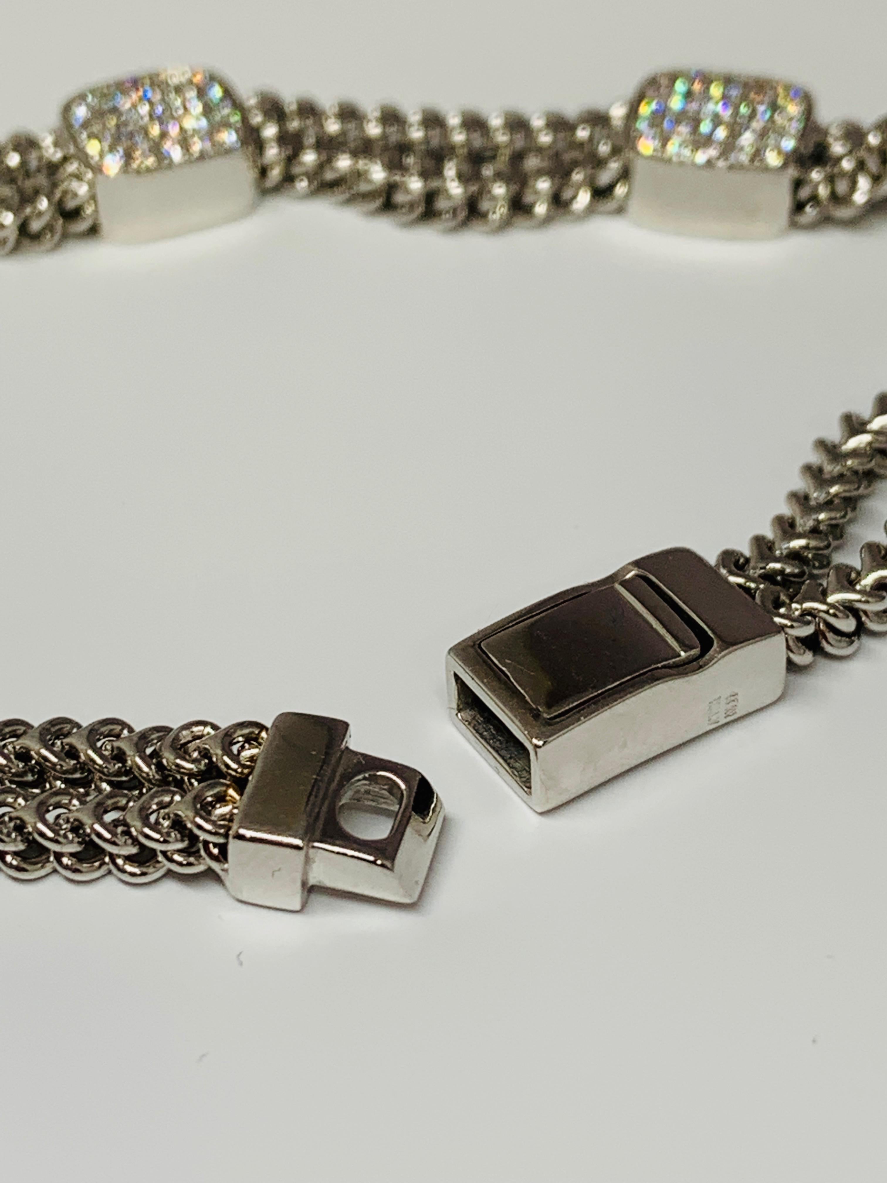 14 Karat White Gold 1.50 Carat Diamond Chain Station Bracelet In New Condition For Sale In Gainesville , FL