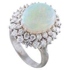 14K Weißgold 1,50ct Diamant und Opal Ring MF04-050526
