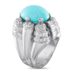 14K White Gold 1.50ct Diamond and Turquoise Ring MF20-013026