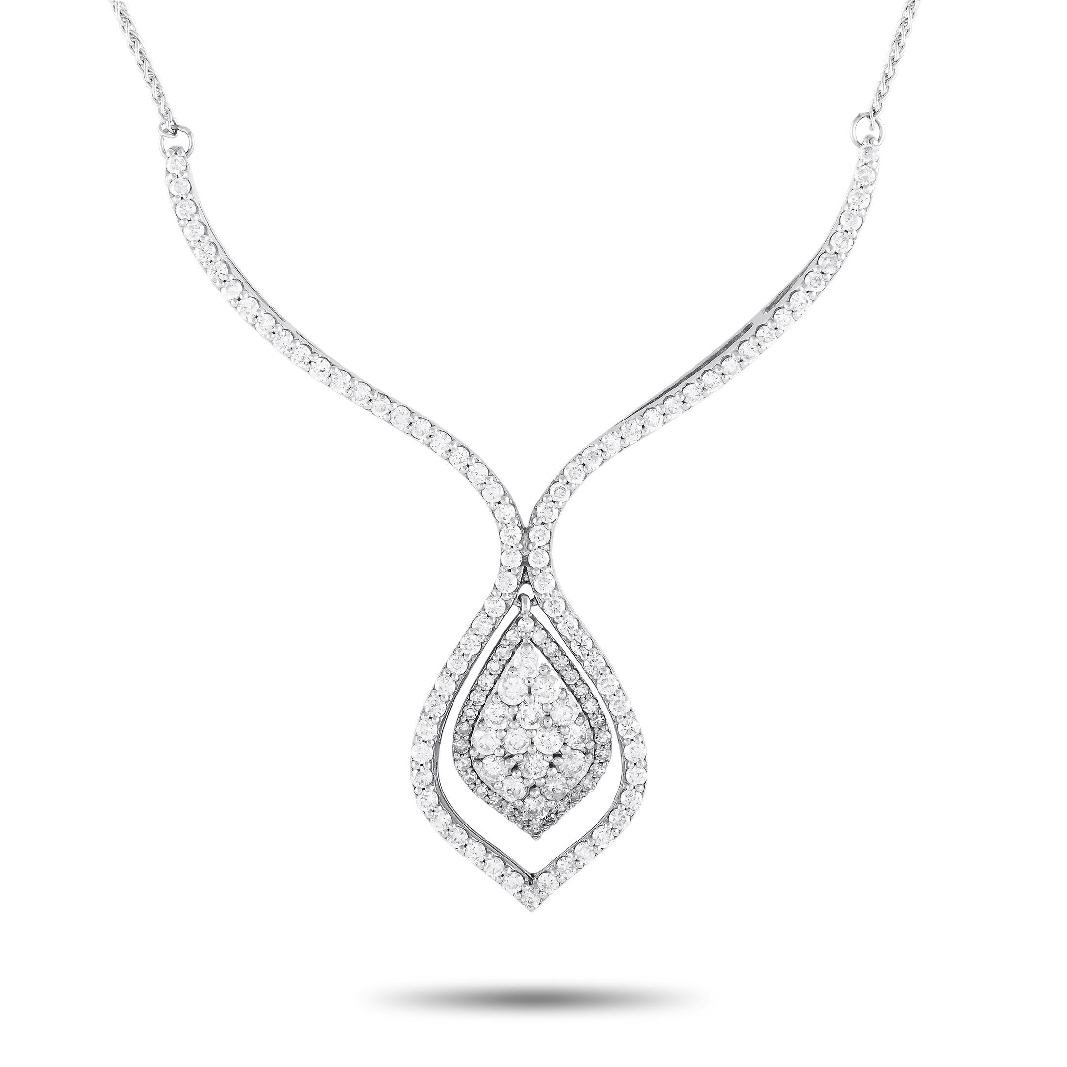 14K White Gold 1.50ct Diamond Necklace  In New Condition For Sale In Southampton, PA