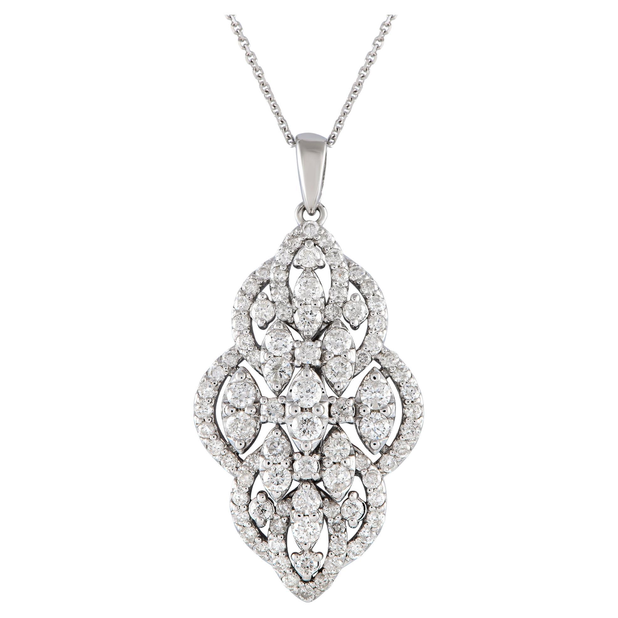 Collar Colgante Oro Blanco 14K 1.50ct Diamantes