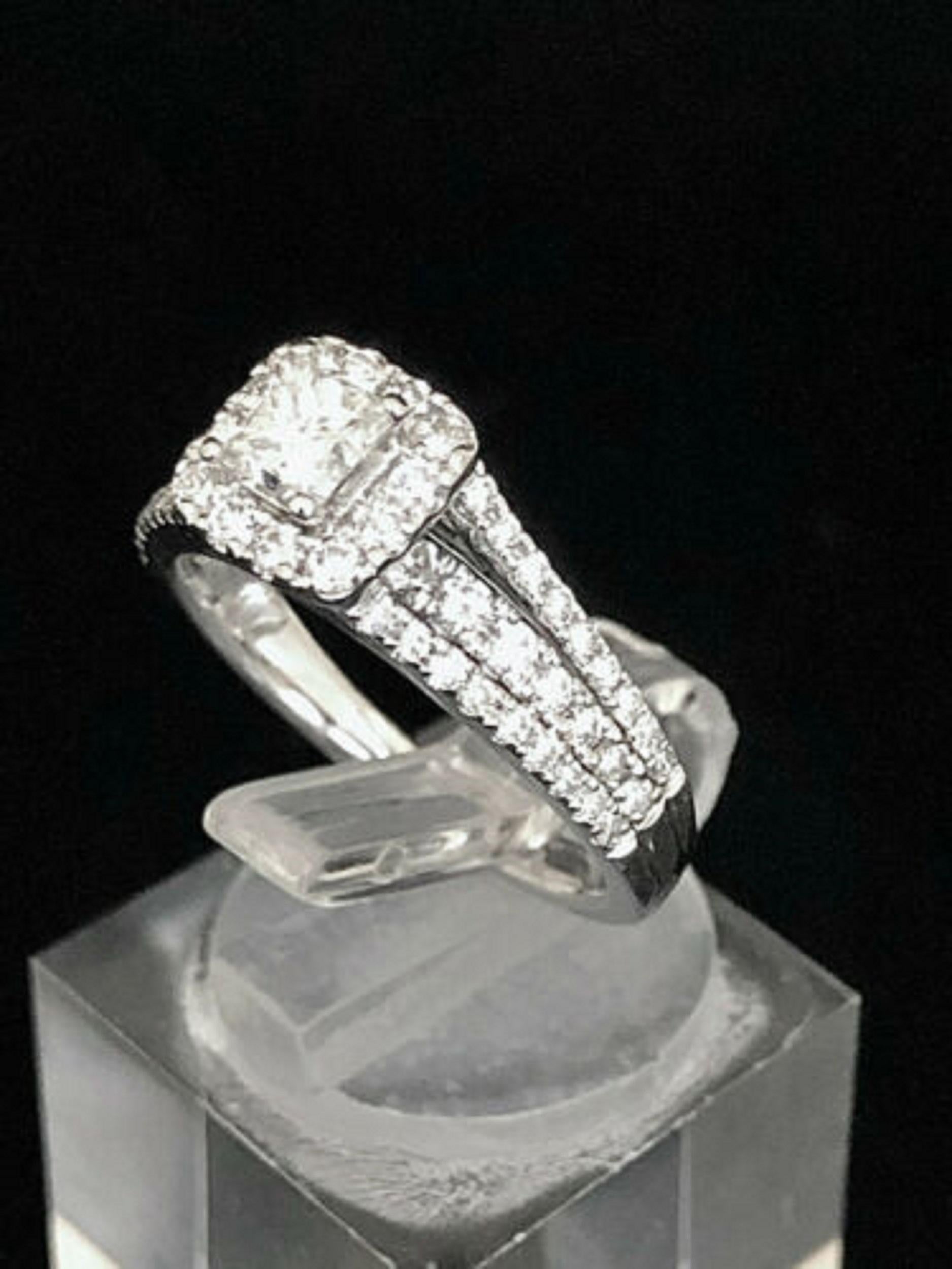 Art Deco 14K White Gold 1.50ctw G/SI-2 Princess Cut Diamond w/Accents Engagement Ring