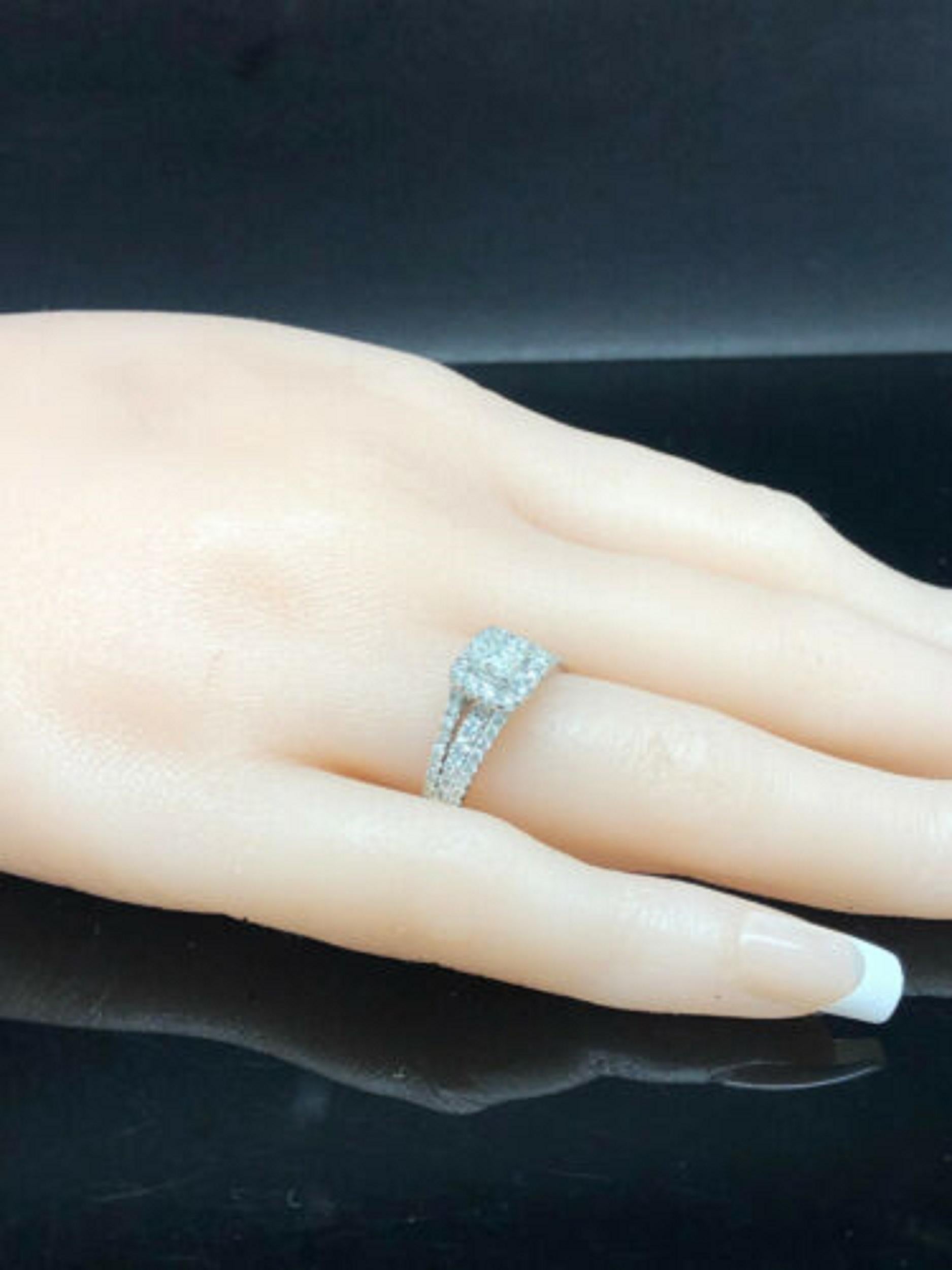 Women's or Men's 14K White Gold 1.50ctw G/SI-2 Princess Cut Diamond w/Accents Engagement Ring
