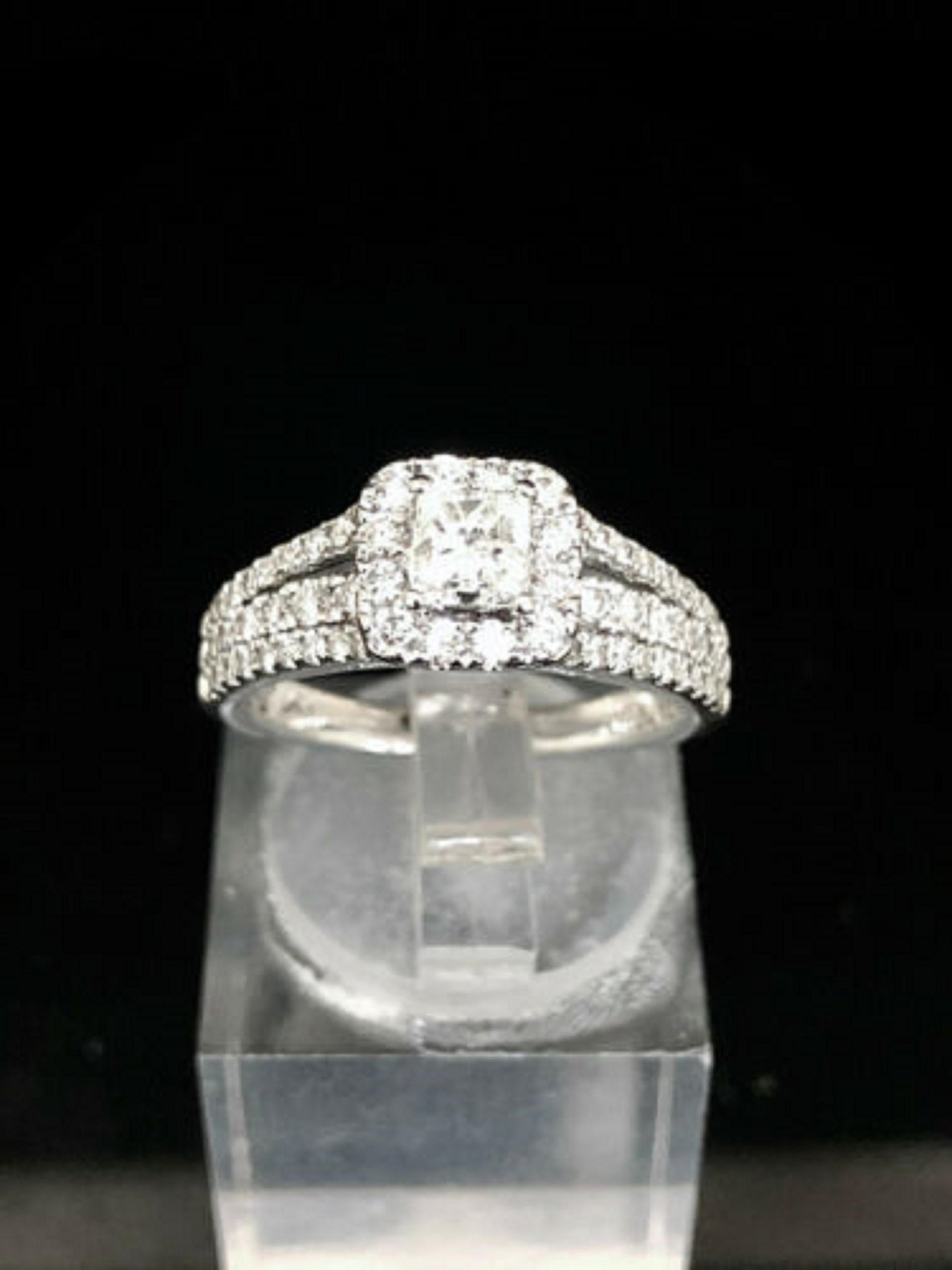 14K White Gold 1.50ctw G/SI-2 Princess Cut Diamond w/Accents Engagement Ring