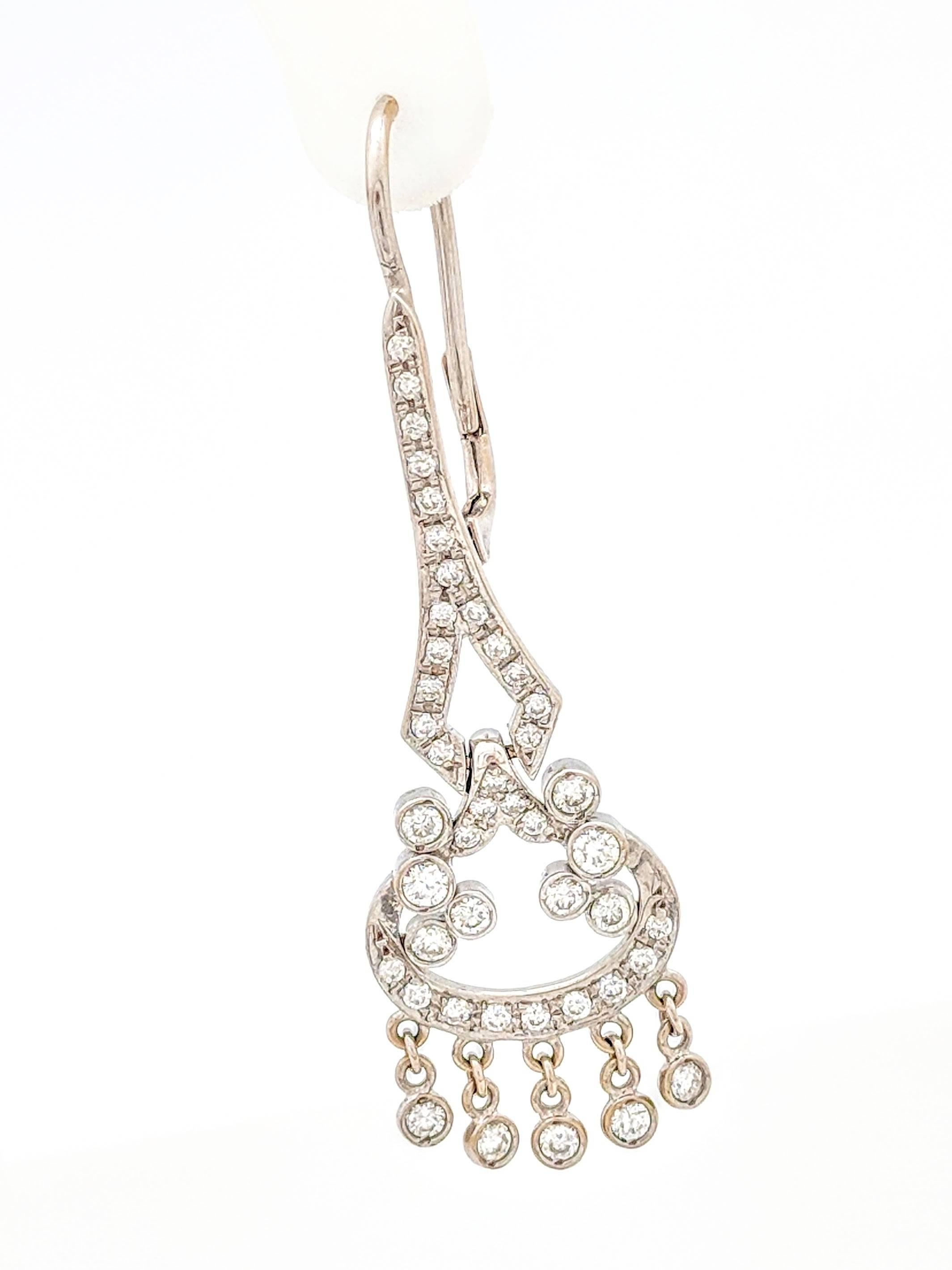 14 Karat White Gold 1.50 Carat Round Brilliant Diamond Chandelier Earrings SI2, G In Excellent Condition In Gainesville, FL