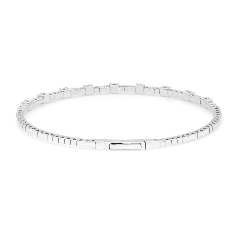1.50 Carat Flexible Diamond Bangle 14K White Gold For Sale at 1stDibs